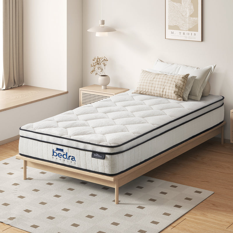 Bedra Boucle Single Mattress Memory Foam Pocket Spring Euro Top