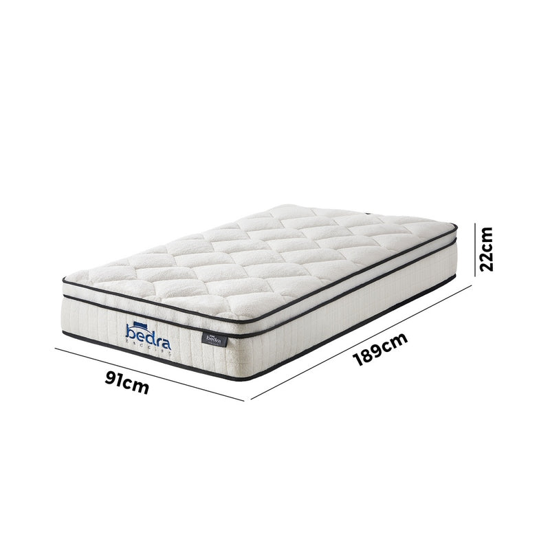 Bedra Boucle Single Mattress Memory Foam Pocket Spring Euro Top