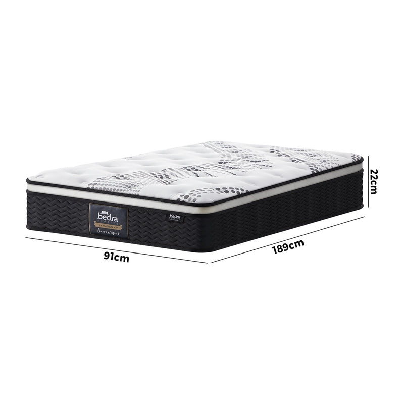 Bedra Single Mattress Cool Gel Foam Euro Top Pocket Spring 22cm