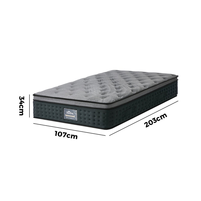 Bedra King Single Mattress Euro Top Spring Medium Firm 34cm
