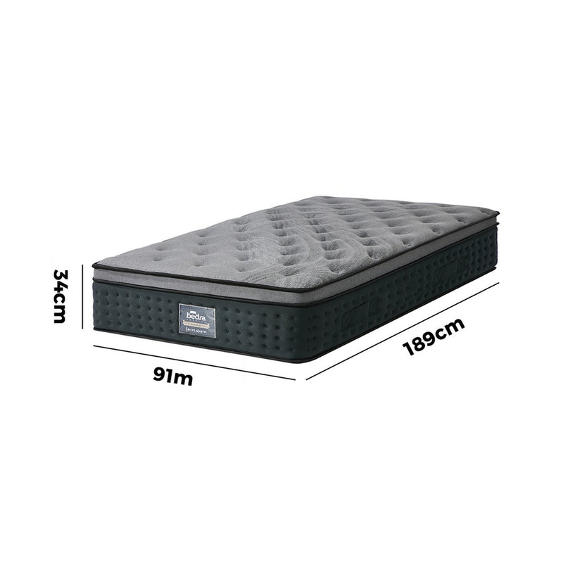 Bedra Single Mattress Euro Top Spring Medium Firm 34cm