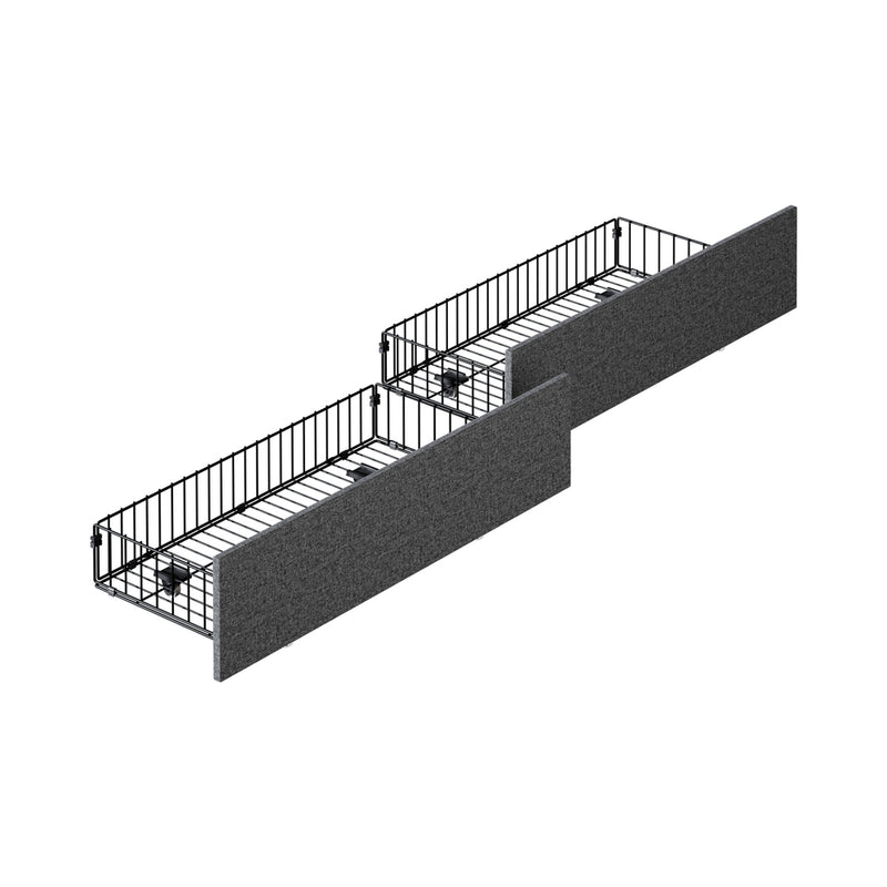 Oikiture 2x Trundle Drawers for Bed Frame w/ Wheels Storage Metal Grey