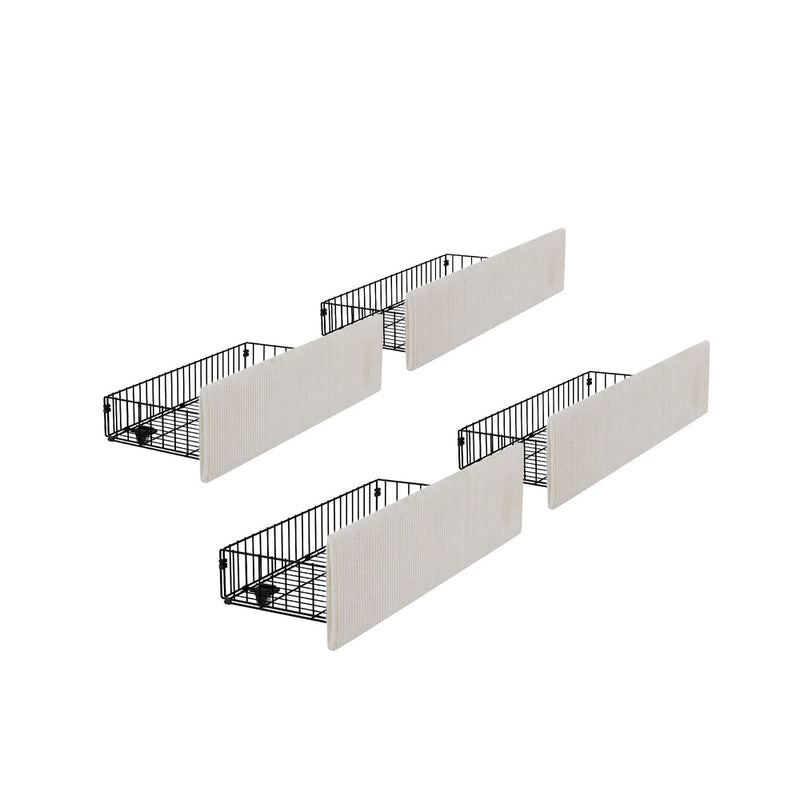 Oikiture 4x Trundle Drawers for Bed Frame Storage with Wheels Beige