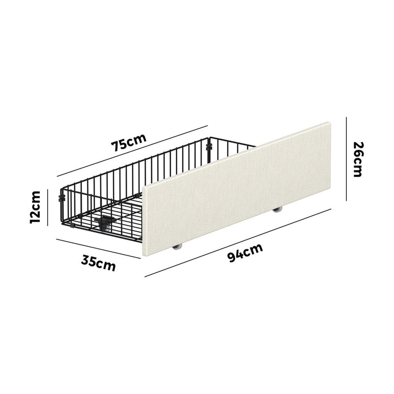 Oikiture 4x Trundle Drawers for Bed Frame Beige