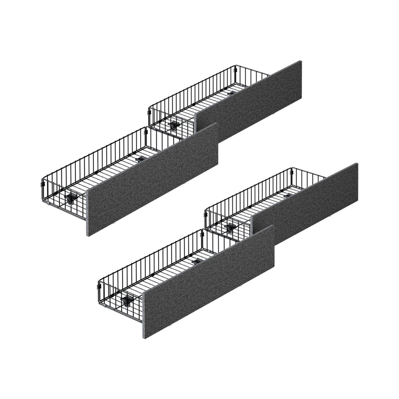 Oikiture 4x Trundle Drawers for Bed Frame w/ Wheels Storage Metal Grey