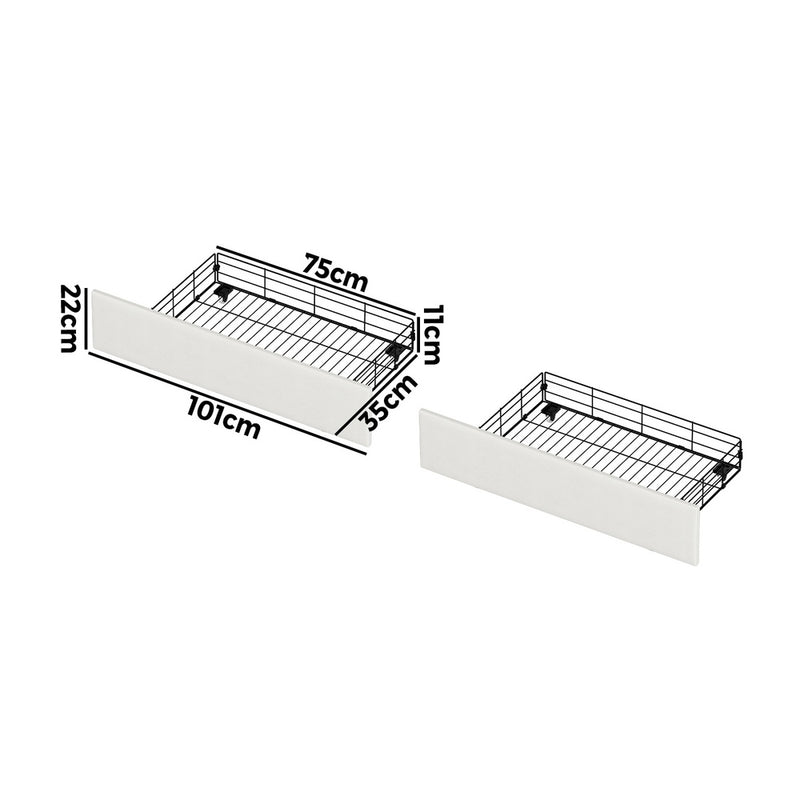 Oikiture Bed Frame Trundle Storage Metal Drawers Set of 4 White