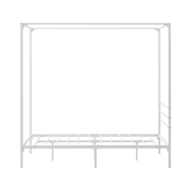 Oikiture Metal Canopy Bed Frame Double Size Platform White