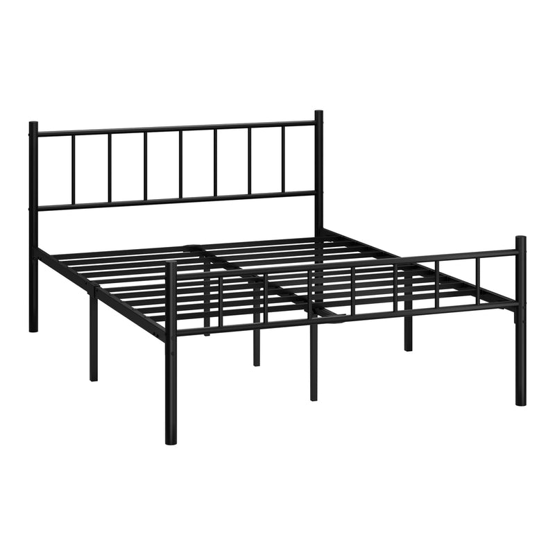 Oikiture Bed Frame Double Size Metal Base Platform Foundation Black
