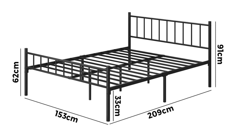 Oikiture Bed Frame Queen Size Metal Base Platform Foundation Black