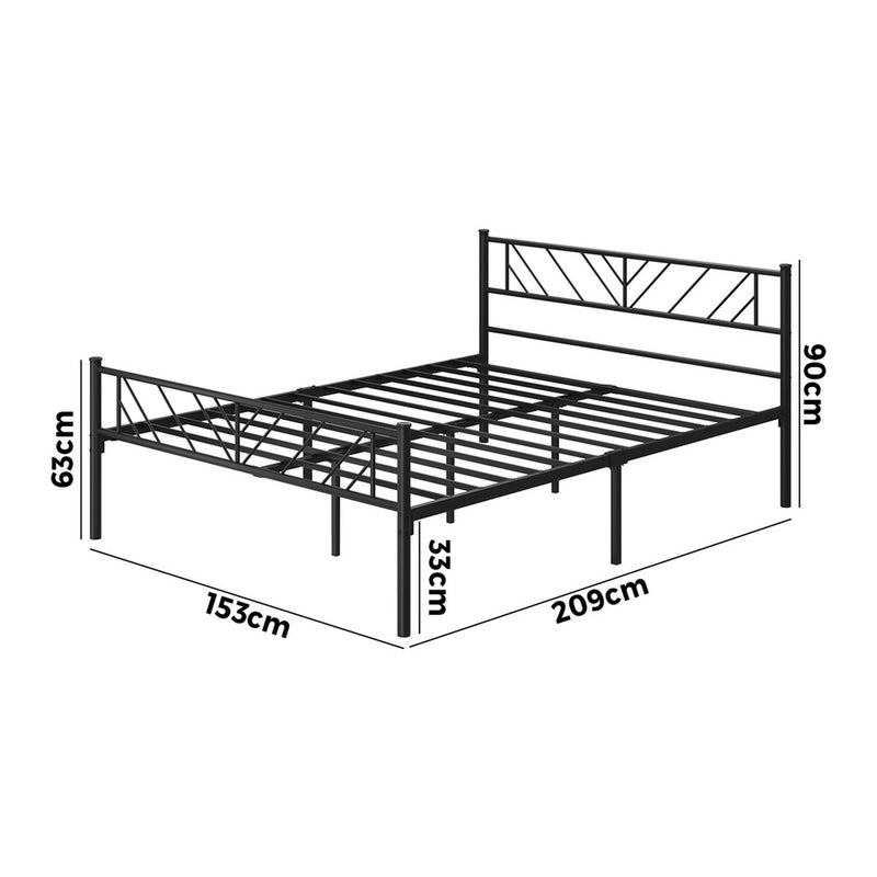 Oikiture Metal Bed Frame Queen Size Bed Base Platform Black SIS