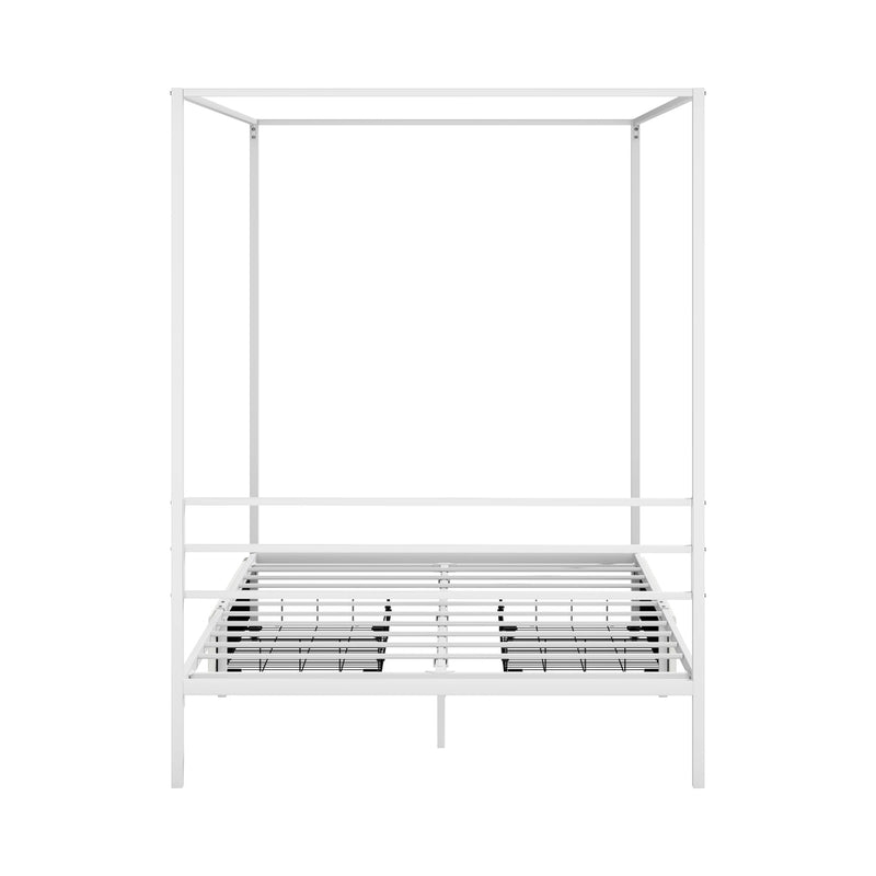 Oikiture Canopy Double Bed Frame with 2 Drawers White