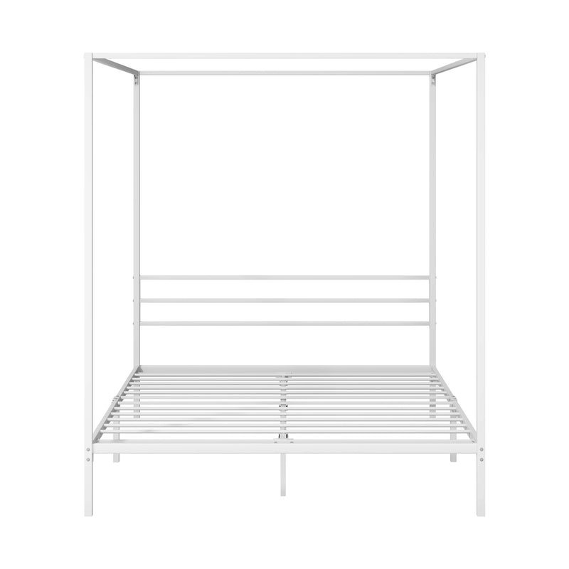 Oikiture Metal Canopy Bed Frame Queen Size White