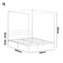 Oikiture Metal Canopy Bed Frame Queen Size White