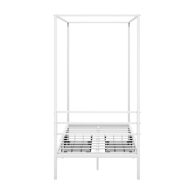 Oikiture Canopy Single Bed Frame with 2 Drawers White