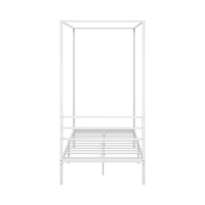Oikiture Metal Canopy Bed Frame Single Size Beds Platform White