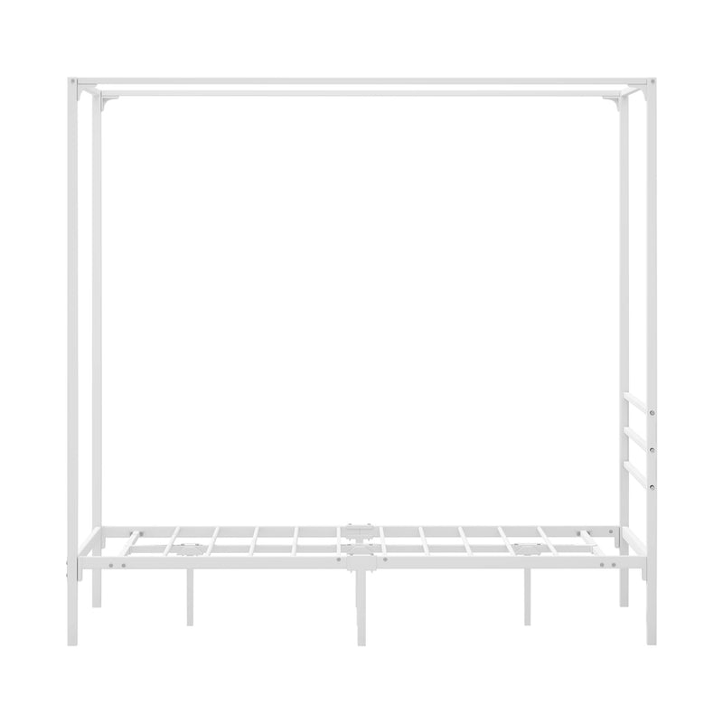 Oikiture Metal Canopy Bed Frame Single Size Beds Platform White