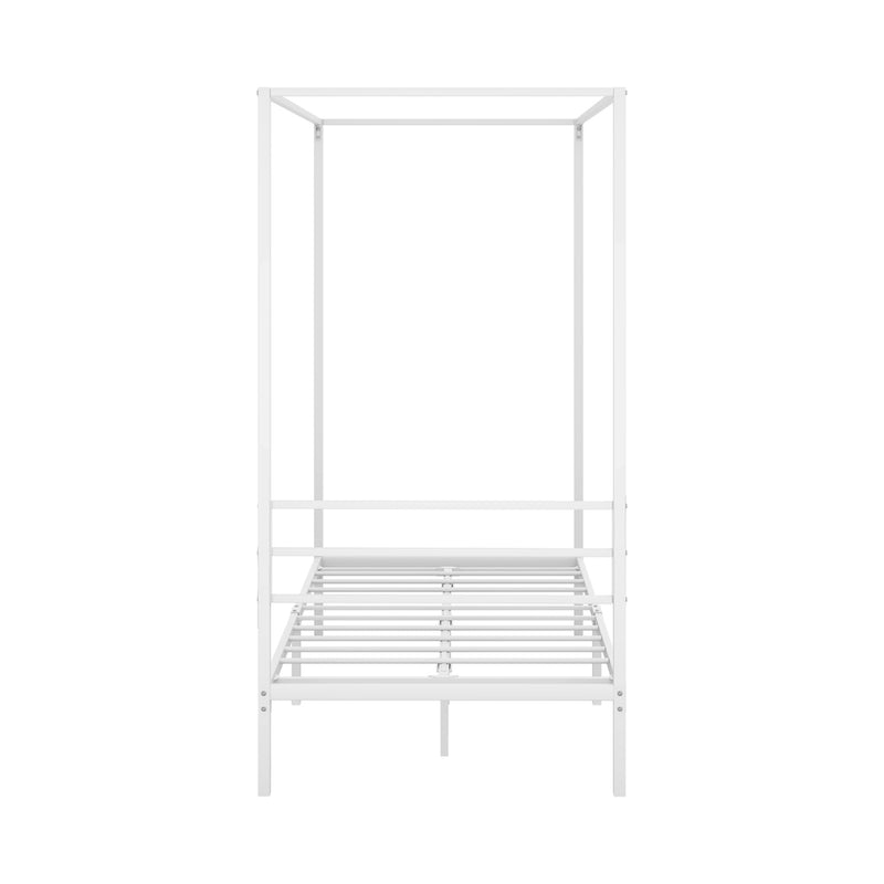 Oikiture Metal Canopy Bed Frame Single Size White