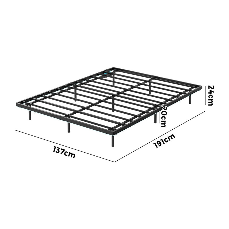 Oikiture Floating Double Metal Bed Frame LED Light AC USB Black