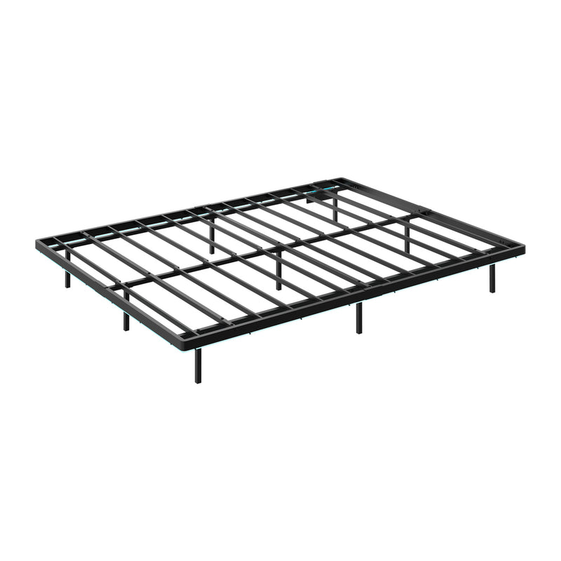 Oikiture Floating Double Metal Bed Frame LED Light AC USB Black