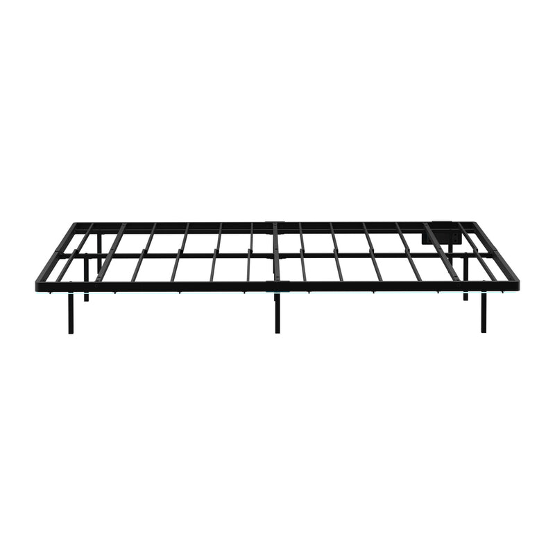Oikiture Floating Metal Bed Frame Queen Size LED Light AC USB Black
