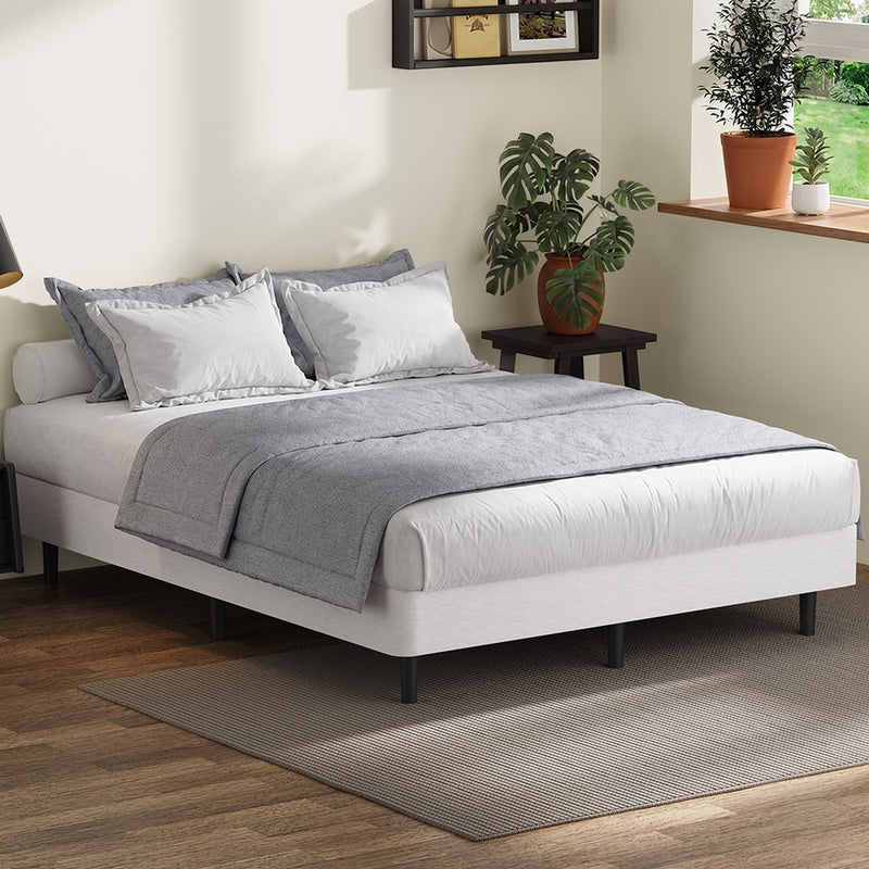Oikiture Double Ensemble Metal Bed Base Fabric Cover Platform Bed
