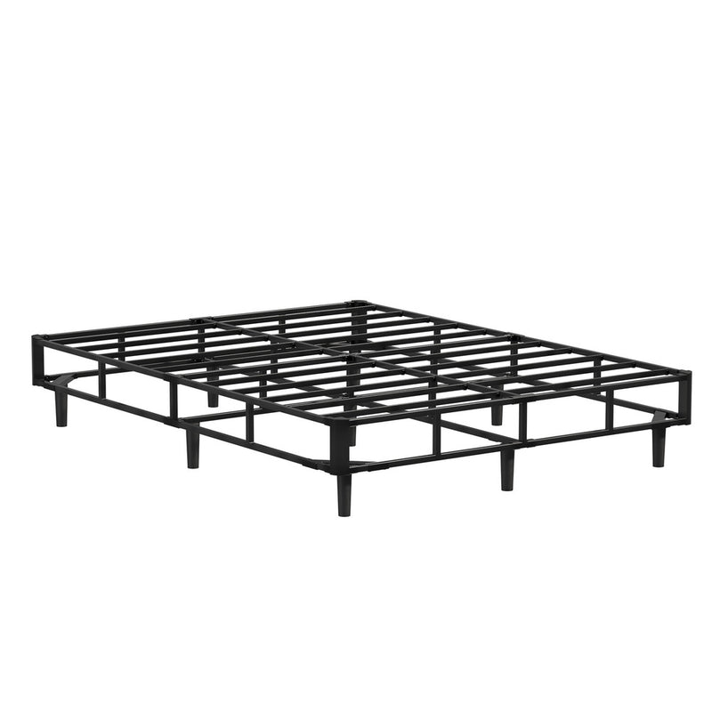 Oikiture Queen Ensemble Metal Bed Base Fabric Cover Platform Bed