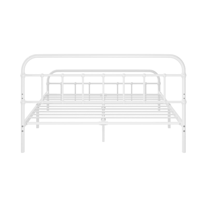 Oikiture Bed Frame Metal Double Size Bed Platform White