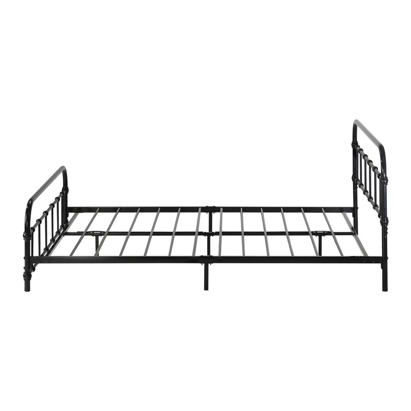 Oikiture Metal Bed Frame King Single Railing-style Black