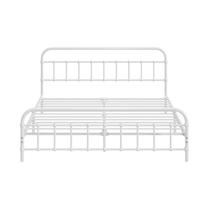 Oikiture Bed Frame Metal Queen Size Bed Platform White