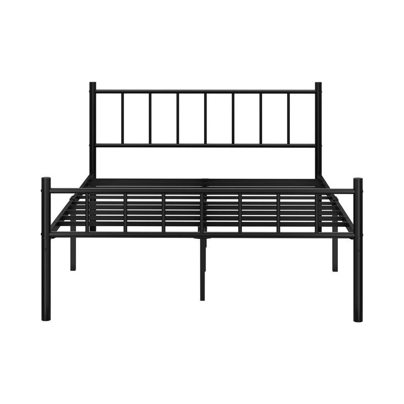 Oikiture Bed Frame Double Size Metal Base Platform Black COMA