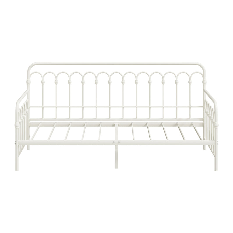Oikiture Metal Daybed Frame Single Size Sofa Bed Steel Slat Beige