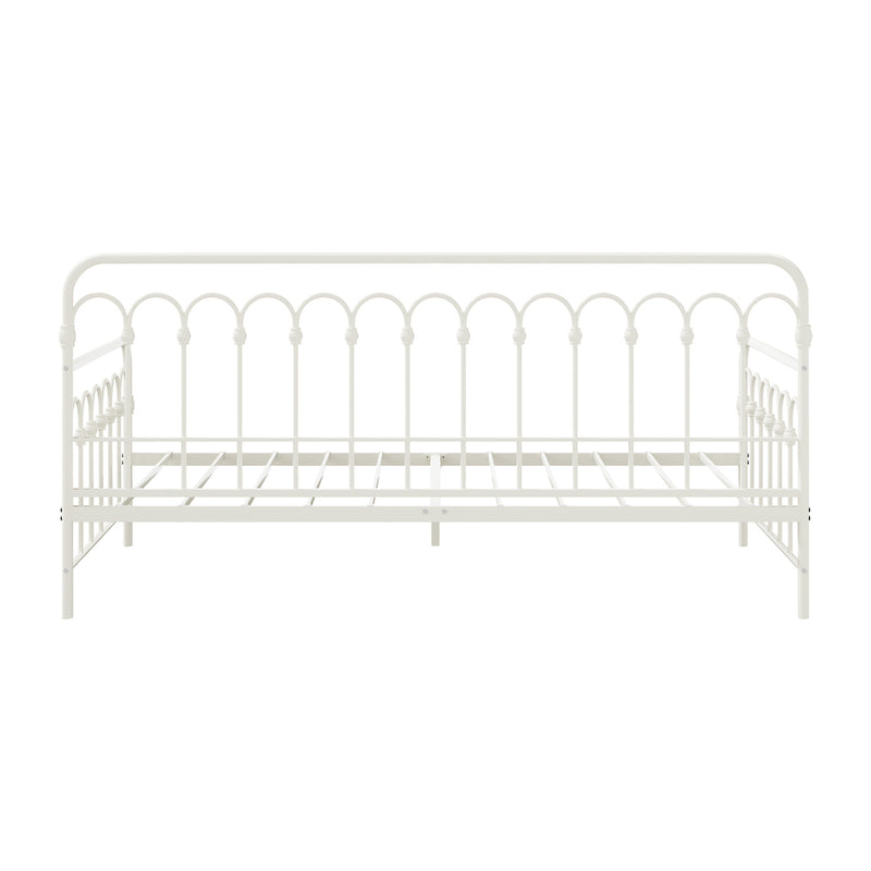 Oikiture Metal Daybed Frame Single Size Sofa Bed Steel Slat Beige
