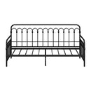 Oikiture Metal Daybed Frame Single Size Sofa Bed Steel Slat Black