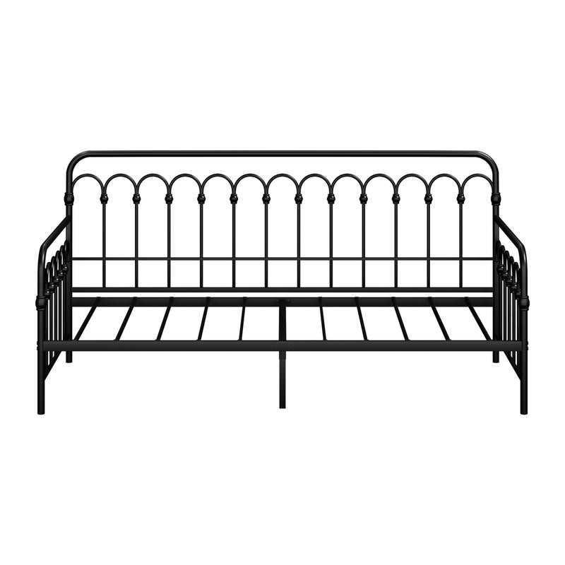 Oikiture Metal Daybed Frame Single Size Sofa Bed Steel Slat Black