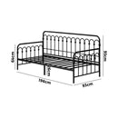 Oikiture Metal Daybed Frame Single Size Sofa Bed Steel Slat Black