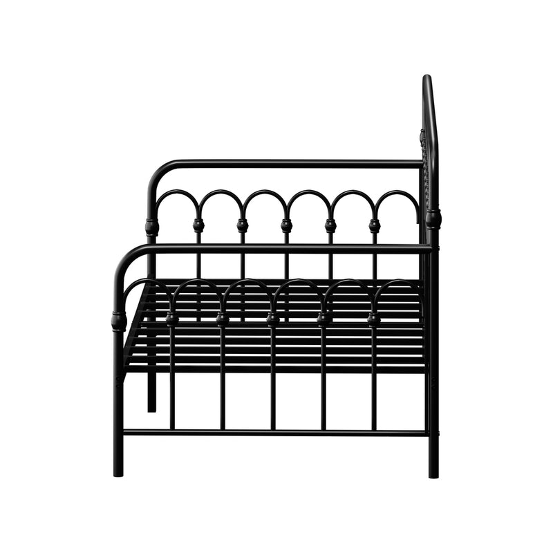 Oikiture Metal Daybed Frame Single Size Sofa Bed Steel Slat Black