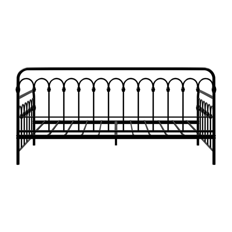 Oikiture Metal Daybed Frame Single Size Sofa Bed Steel Slat Black