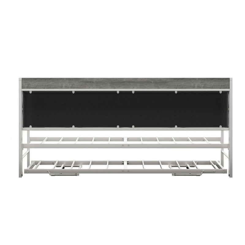 Oikiture Trundle Bed Frame Daybed Base Single LED Headboard USB