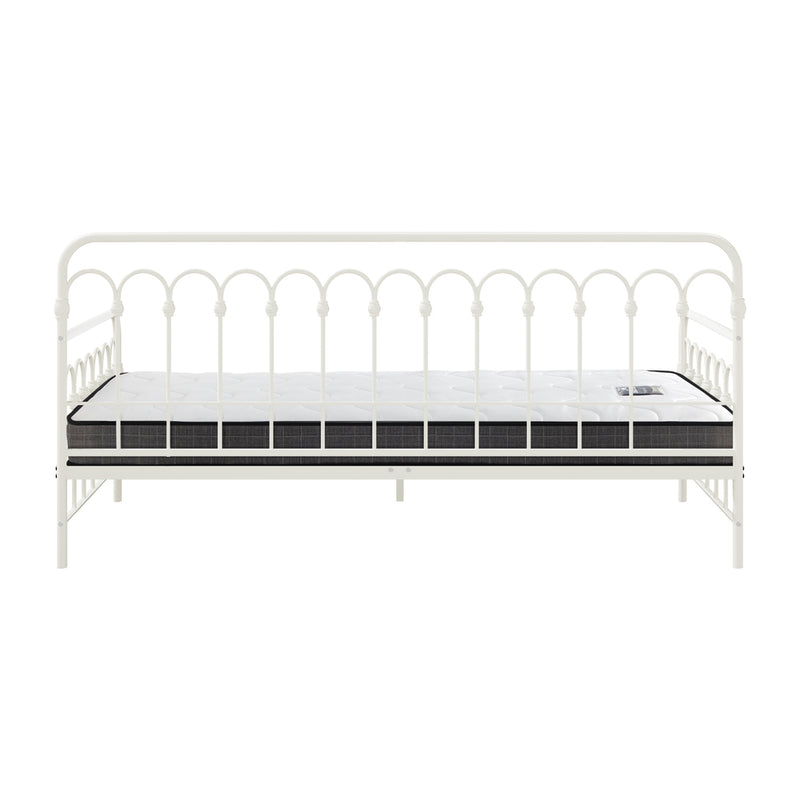 Oikiture Metal Daybed Frame Single Size Sofa Bed with Mattress Beige