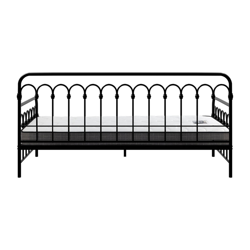 Oikiture Metal Daybed Frame Single Size Sofa Bed with Mattress Black