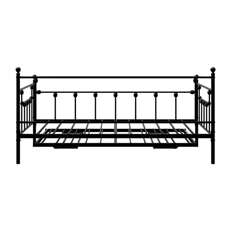 Oikiture Trundle Bed Frame Single Size Metal 2x Single Beds Black