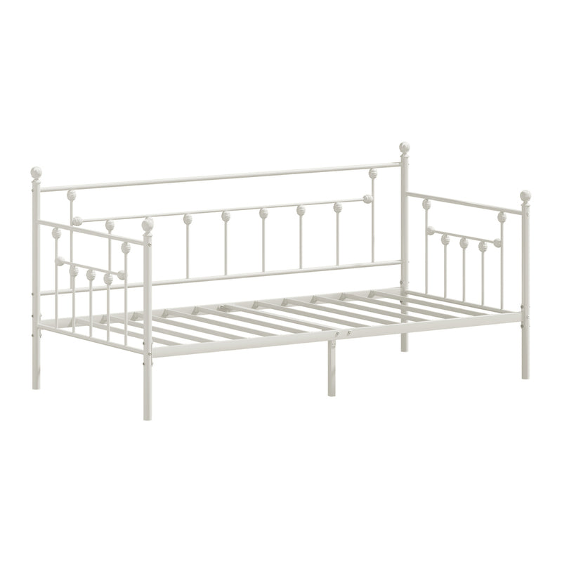 Oikiture Metal Daybed Frame Single Size Steel Slat Sofa Bed Beige