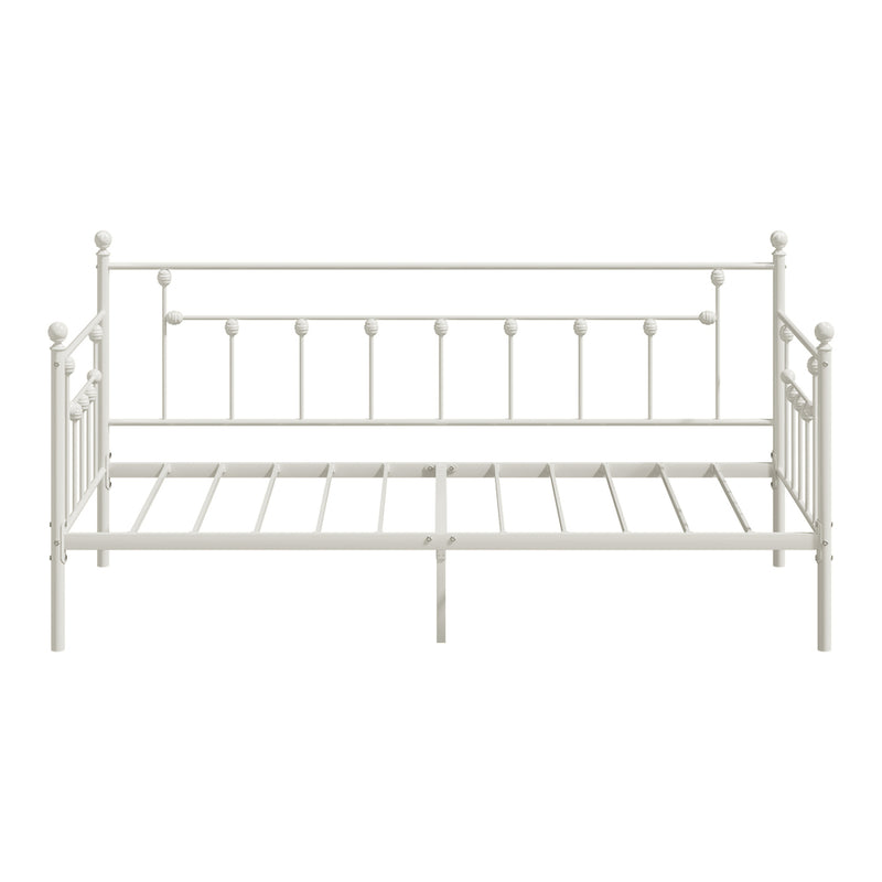Oikiture Metal Daybed Frame Single Size Steel Slat Sofa Bed Beige