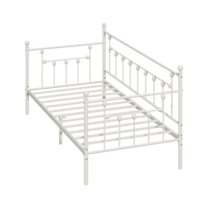 Oikiture Metal Daybed Frame Single Size Steel Slat Sofa Bed Beige