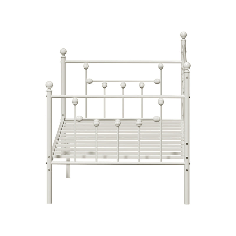 Oikiture Metal Daybed Frame Single Size Steel Slat Sofa Bed Beige