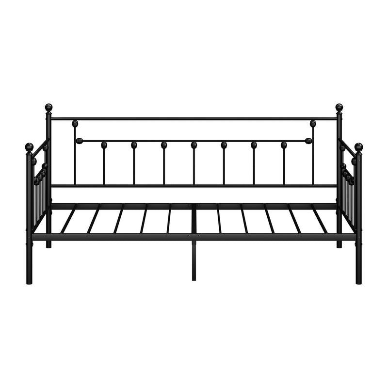 Oikiture Metal Daybed Frame Single Size Steel Slat Sofa Bed Black