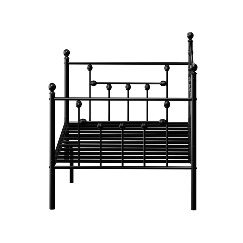 Oikiture Metal Daybed Frame Single Size Steel Slat Sofa Bed Black