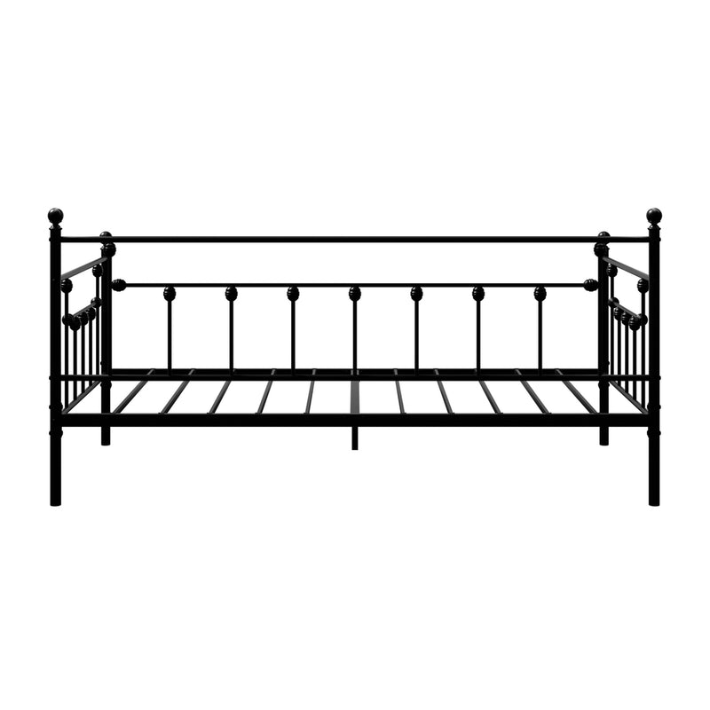 Oikiture Metal Daybed Frame Single Size Steel Slat Sofa Bed Black