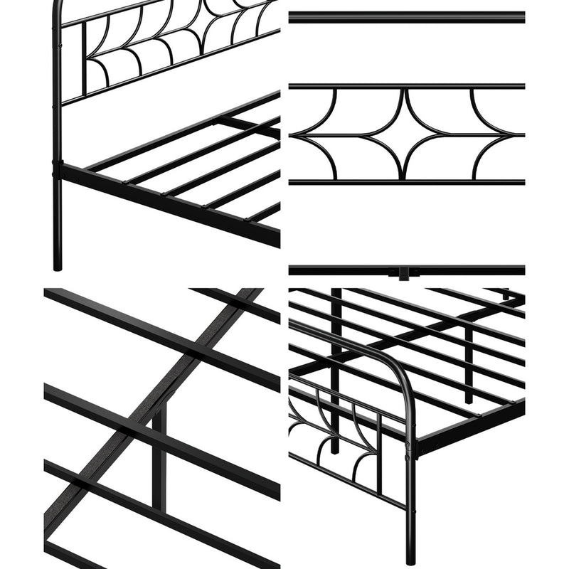 Oikiture Double Bed Frame Metal Platform with Sparkling Star Headboard