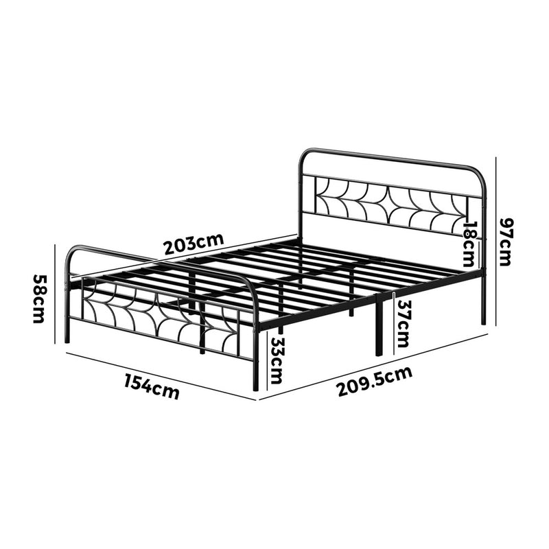 Oikiture Queen Bed Frame Metal Platform with Sparkling Star Headboard